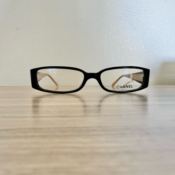 Very Rare Authentic Chanel 3122 c.943 53mm Black Beige Glasses Frames Italy - Picture 2 of 13